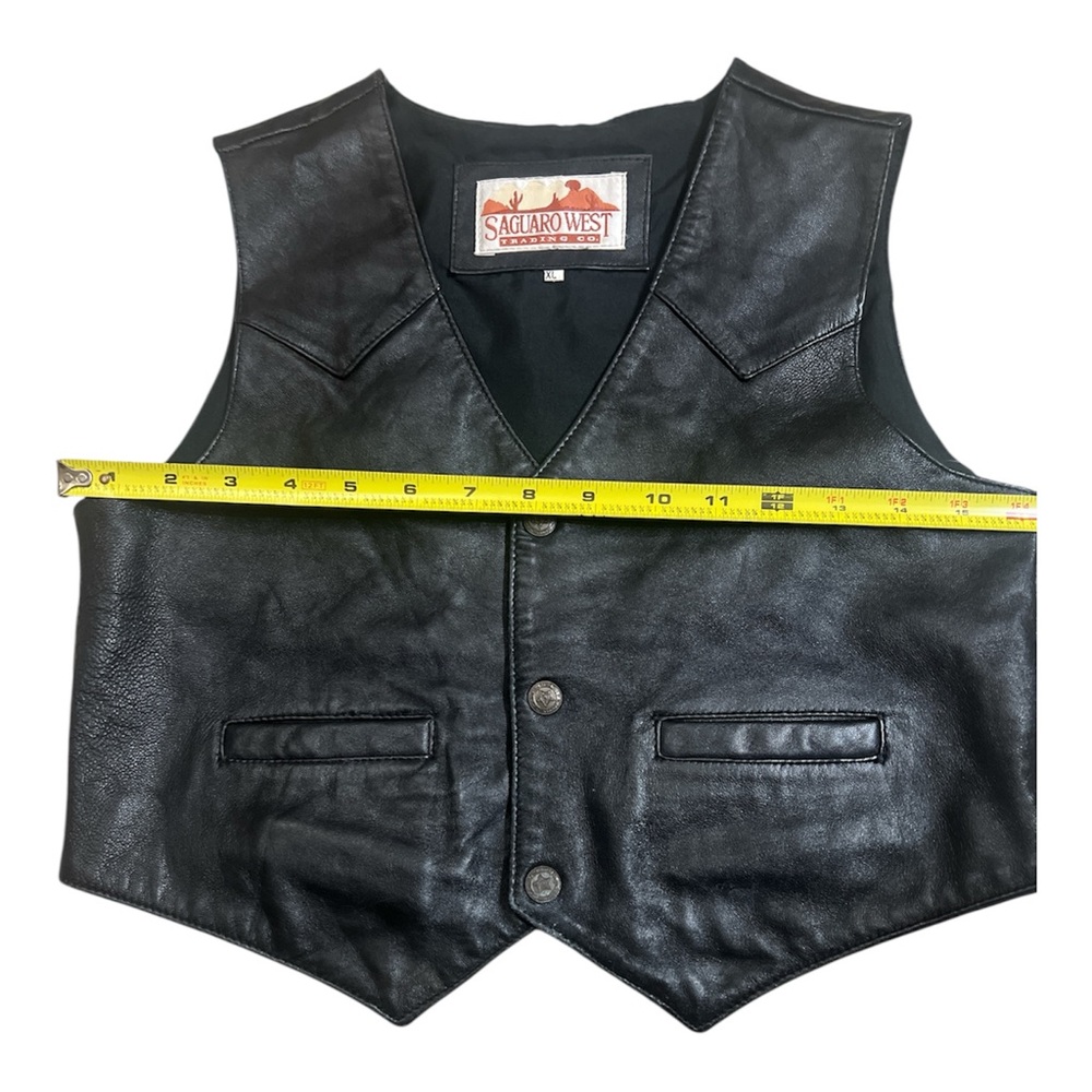 SAGUARO WEST TRADING CO. BLACK LEATHER VEST KIDS SIZE XL - Picture 4 of 5